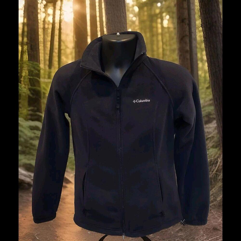Columbia Jacket Black Size Small  Full Zip Fleece Coat Casual Good Used Conditio